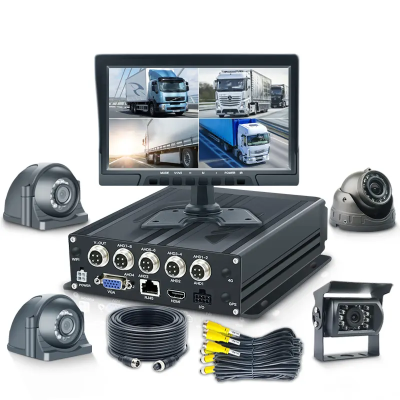 Manufacturer Directly Sale 10 Inch Car VGA Monitor SD Local MDVR with 4 Cameras Heavy Vehicle Solution