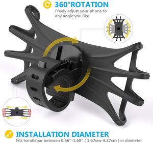 Support de téléphone portable universel 360° pour poussette, vélo électrique, moto et vélo °   Silicone rotatif résistant à la liaison - Product Image 3