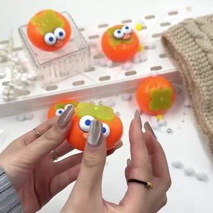 Hot Selling TPR Kawaii Persimmon Big Eyes Stress Relief Decompression <b>Squeeze</b> Sensory Toys for Kids Boys and Girls - Product Image 3