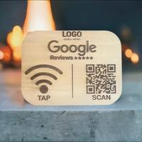 Plaque NFC en bois avec code QR personnalisé programmable et signalisation Wifi