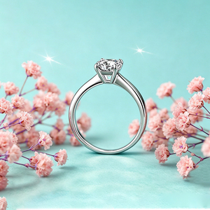 Anello Moissanite 1CT 2CT con montatura a quattro griffe in Argento Sterling 925, taglio rotondo brillante, certificato GRA, supera il test, vendita all'ingrosso direttamente dalla fabbrica - Product Image 6