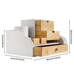 Luxury Functional Bamboo Office Desk Organizer Makeup Cosmetics Storage <strong>Box</strong> 3 Tier For <strong>File</strong> Documents For Any Bedroom - Product Image 6