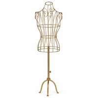 Mannequin de couture demi-corps flexible en fil métallique argenté, support réglable en hauteur avec base trépied pour magasin de vêtements