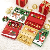 Coffret Cadeau Créatif de Mini Cuillères et Fourchettes en Acier Inoxydable pour Noël, Figurine Bonhomme de Neige