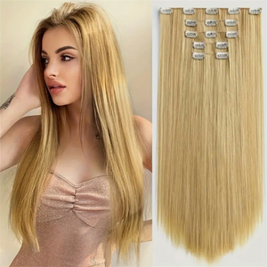 Extensiones de Cabello con Clip, Color Rubio Balayage 613, Cabello Humano Virgen, Clips Invisibles, Ondulado, para Mujeres - Product Image 1