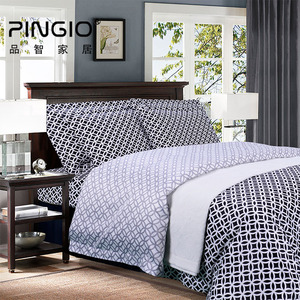 Linge <span class=keywords><strong>de</strong></span> lit moderne Offre Spéciale noir et blanc motif géométrique 4 pièces drap plat confortable ensemble <span class=keywords><strong>de</strong></span> <span class=keywords><strong>literie</strong></span> classique - Product Image 2