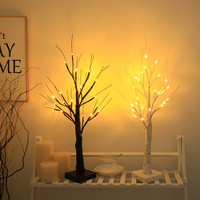 Lámpara LED de Árbol de Abedul Artificial de 2 Pies, Luz Cálida de Hadas, Árbol de Luz Decorativo de Plástico Negro para el Día de San Valentín, Decoración para el Hogar y Fiestas