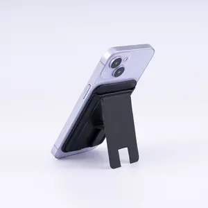 New Folding card insertion leather phone holder universal 3M adhesive backing creative desktop horizontal vertical bracket