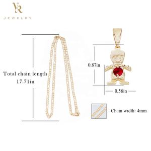 สร้อยคอชุบทอง18K สำหรับเด็กจี้คริสตัลหลากสี12เดือนสร้อยคอหินอัญมณีสำหรับเด็กผู้ชายสำหรับ FP1142แฟชั่นผู้หญิง - Product Image 2