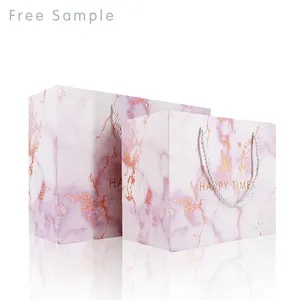 Lipack Custom Printing Marble Boutique Gift Carrier Paper Bags Wholesale Luxury Shopping Bag With Rope Handle