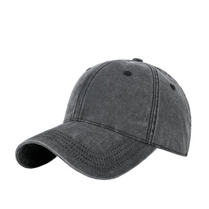 Gorra de béisbol de mezclilla lavada estilo retro, unisex, de algodón, color sólido, protección solar, transpirable, para todas las estaciones - Product Image 1