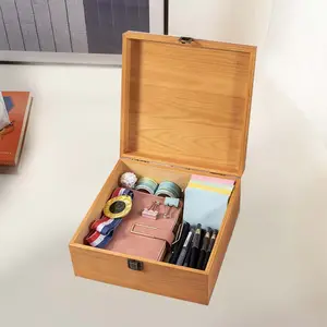 Vintage Holz Aufbewahrung sbox Behälter mit Klappdeckel und Front verschluss Holz verpackungs box