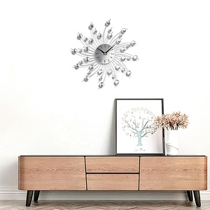 Horloge murale 3D en cristal, décoration de fête, métal scintillant, diamants incrustés, argent, cuisine, salon, chambre à coucher - Product Image 4