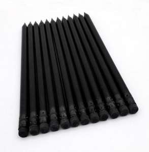 Crayon en bois noir W Hotel, crayon au charbon de bois pour cadeau - Product Image 2