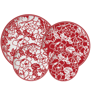 <span class=keywords><strong>Service</strong></span> de table en porcelaine osseuse de style chinois, classique, <span class=keywords><strong>rouge</strong></span> <span class=keywords><strong>et</strong></span> <span class=keywords><strong>blanc</strong></span>, avec assiettes à soupe <span class=keywords><strong>et</strong></span> à dessert, vente en gros - Product Image 2