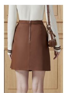 YRP002 Falda de cuero sintético plisada a la moda para mujer Falda de cuero artificial suave de alta calidad - Product Image 3