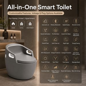 WC intelligent personnalisable avec télécommande, bidet intégré, coloris au choix, en céramique, à poser au sol, pour maison, hôtel, appartement - Product Image 2