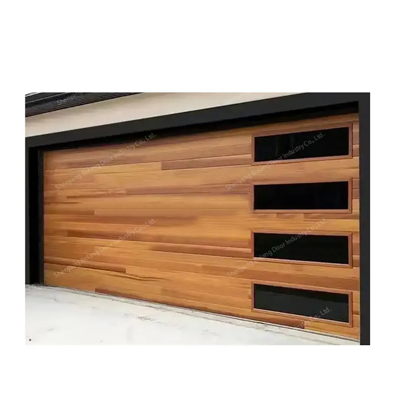 Moderno Europeu Personalizado Aço PU Painéis 9x6 Portas Seccionais Automáticas De Garagem Porte De Garage com Superfície De Vidro Acabado