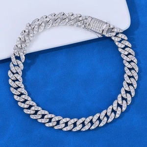 Premium Chunky 18K Gold Plated 925 <b>Silver</b> VVS Moissanite Diamond Miami Cuban Link Chain Hip Hop Iced Out Pass Diamond Tester Men - Product Image 1