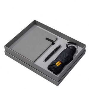 Ensemble de carnet de notes d'affaires haut de gamme personnalisé, boîte-cadeau pratique avec tasse isotherme et parapluie - Product Image 1