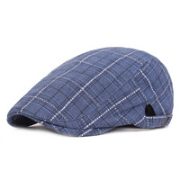 FF3670 Vintage artistes Plaid béret gavroche chapeau coton irlandais chasse conduite Cabbie Ivy chapeau plat gavroche casquette