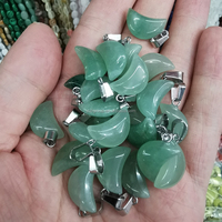 Kalung Liontin Mini Bulan Batu Kristal Alami untuk Pembuatan Perhiasan DIY, Batu Permata Penyembuh, Aksesoris Fashion Wanita