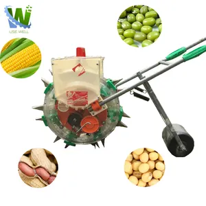 Multi-funcional agrícola sola fila manual de semilla de maíz soja jardinera con fertilizante mano empuje máquina sembradora de maíz