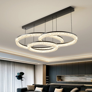 Modern Round LED Chandelier With Remote Control For Living Room Bedroom And Dining Room - Product Image 1
