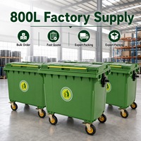 Poubelle en plastique robuste de 800 litres à 4 roues avec couvercles, conteneur à déchets mobile