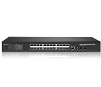 Switch Ethernet PoE 24 ports 10/100 Mbps avec 4 ports Uplink Gigabit et 4 ports fibre SFP, prise en charge SNMP VLAN, caméras IP, garantie 12 mois