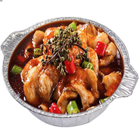 Contenant jetable rond en PET et aluminium de qualité alimentaire, argenté, pour cuisson en extérieur, restaurants, rôtissage au feu, avec couvercle en feuille d'aluminium, emballage UE