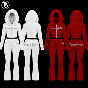 Vêtements pour femmes automne-hiver, streetwear, ensembles de survêtements, logo personnalisé en strass, veste à capuche <span class=keywords><strong>avec</strong></span> col en <span class=keywords><strong>fourrure</strong></span> et <span class=keywords><strong>pantalon</strong></span>, ensemble jogging 2 pièces - Product Image 1