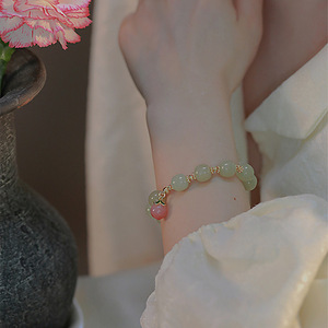 Hetian Jade Bracelet For Women Fruit Shape Peach Agate Jewelry Gift Charm Bracelet - Product Image 2