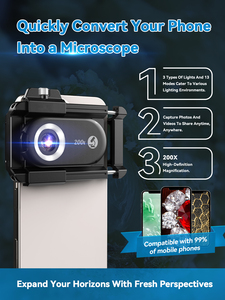 Lente de microscopio de 200x con luz LED y luz UV, pantalla de 200 pulgadas - Product Image 2