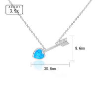 Collier Cœur Flèche de Cupidon en Argent Sterling 925 de Qualité Supérieure, Vente en Gros Directe Usine, Pendentif Opale Synthétique Brillante de Laboratoire, Bijou d'Amour