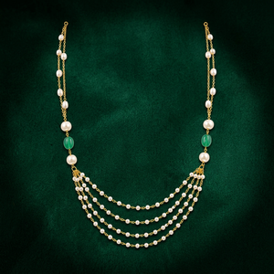 Chaîne de perles de culture d'eau douce à 4 niveaux en forme de cœur plaqué rhodium personnalisée avec perles vertes émeraude naturelles, chaîne câble de luxe pour femme, idéale pour mariée - Product Image 6