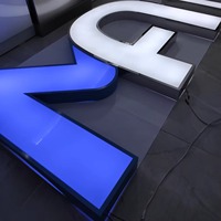 Enseigne publicitaire grand format pour restaurant, étanche IP65, écologique, personnalisée, en acrylique et acier inoxydable, avec éclairage frontal pour décoration