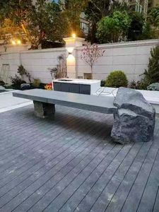 Basalt Garden Bench <b>Stone</b> Patio Seat Outdoor Bench Rock Texture Seating for Landscape - Product Image 3