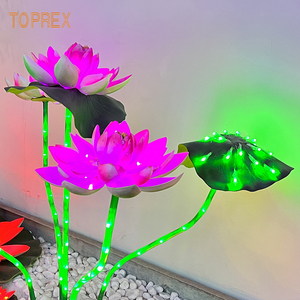 Nuevo proyecto de iluminación de <span class=keywords><strong>piscina</strong></span> Artificial de simulación decorativa para exteriores, hoja de loto verde, río, jardín, flor flotante, luz Led de loto - Product Image 6