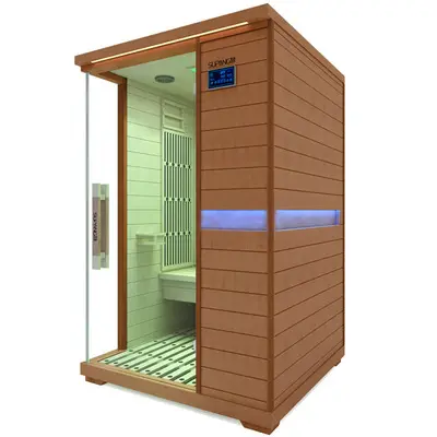 Qipao — porte et cabine de Sauna en verre, en cèdre rouge, Fiber de carbone, chauffage d'extérieur,