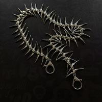 Chaîne de pantalon Punk en forme d'arête de poisson pour hommes et femmes, chaîne de taille gothique en alliage à pointes, bijou corporel Y2K Emo Alt pour jeans Hip Hop