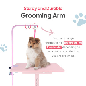 HEDYS GROOMING 时尚可调节高度全粉色狗狗美容台套装，带扶手，防滑表面，胶合板和钢制，韩国制造 - Product Image 6