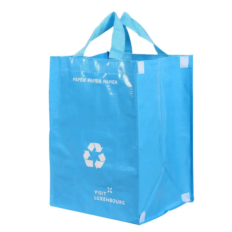 130gsm promotional supermarket reusable laminated pp woven shopping bag with logo