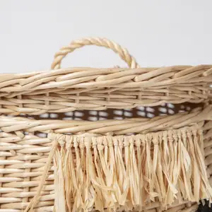 Sustainable Rattan Seagrass Water Hyacinth Animal Storage Basket Handwoven Wicker Basket With Lid