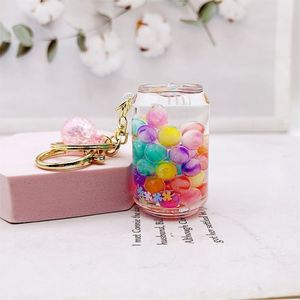 Custom Acrylic Colorful Beads Quicksand Bottle <b>Key</b> <b>Chain</b> Cute Rabbit Oil Floating KeyChain Bags Pendant Small <b>Key</b> Ring Gift - Product Image 6