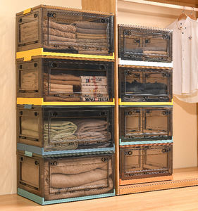 Hot bán 62l có thể gập lại cắm trại lưu trữ Box Organizer nhựa hình dạng hình chữ nhật với bánh xe Stackable - Product Image 1