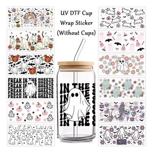 Scare Element Happy Halloween Letter Stickers Diy Mugs Calcomanías de vinilo térmico Glass Cup Wrap 16oz UV DTF Transfers Ghost <span class=keywords><strong>Sticker</strong></span> - Product Image 1