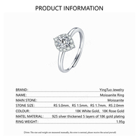 Bague de mariage Yingtuo Jewelry de luxe réglable en argent 925 plaqué or 18 carats avec moissanite taille marquise