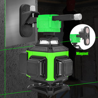 Niveau laser à nivellement automatique à 360 degrés 2 batteries Li-ion Ligne croisée verte 4D pour le bricolage industriel 16 lignes Projection verte