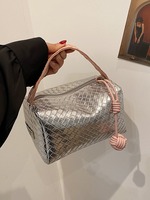 Nouveau modèle de sac à main tissé - Trousse de maquillage grande capacité, trousse de toilette portable, élégante et polyvalente pour les sorties.